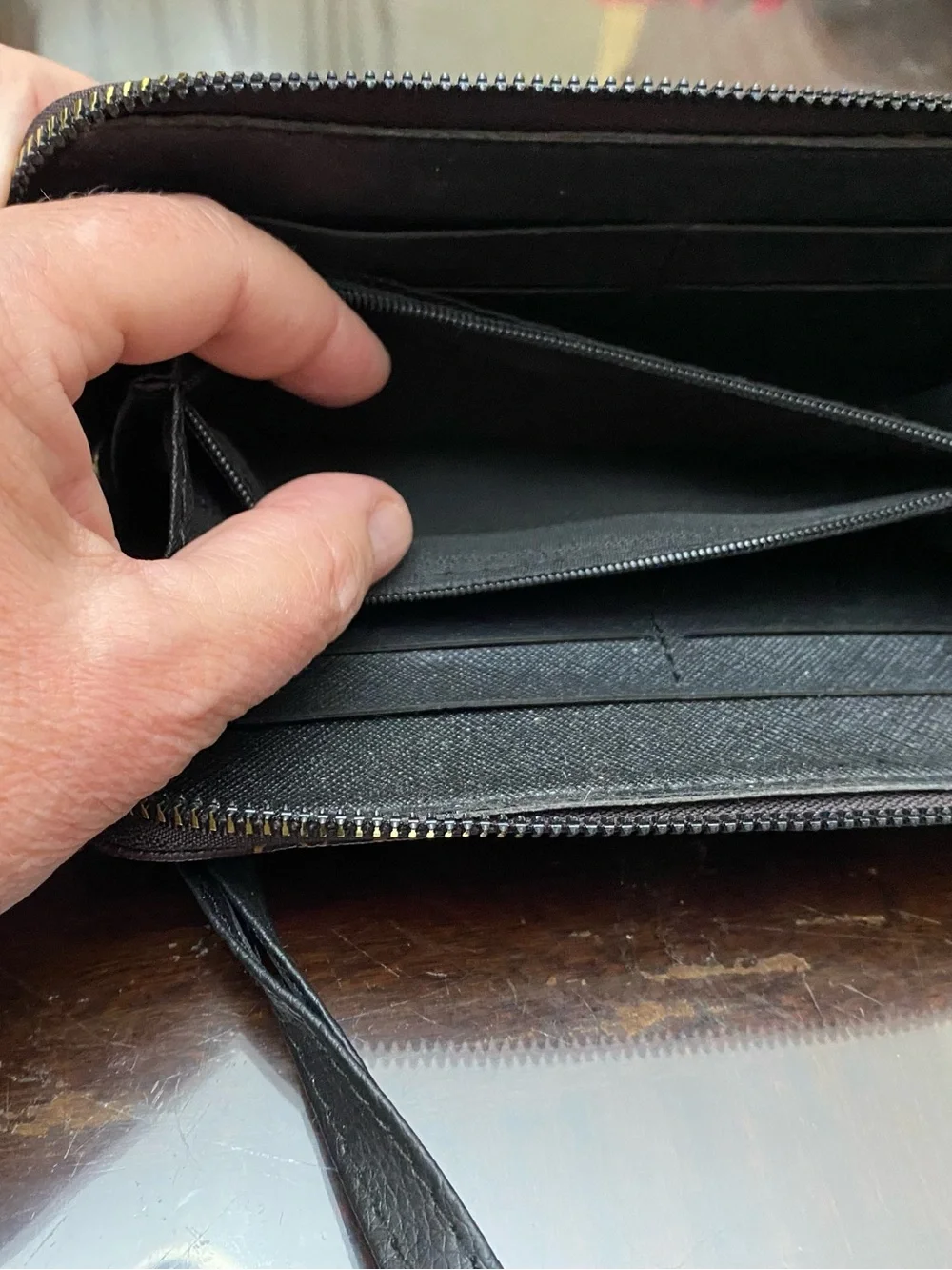 Designer-Inspired Brown and Gold Women's Zip Wallet